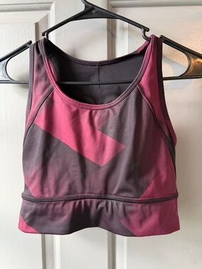 Athleta Maroon & Dark Gray Two-Tone Supportive Sports Bra